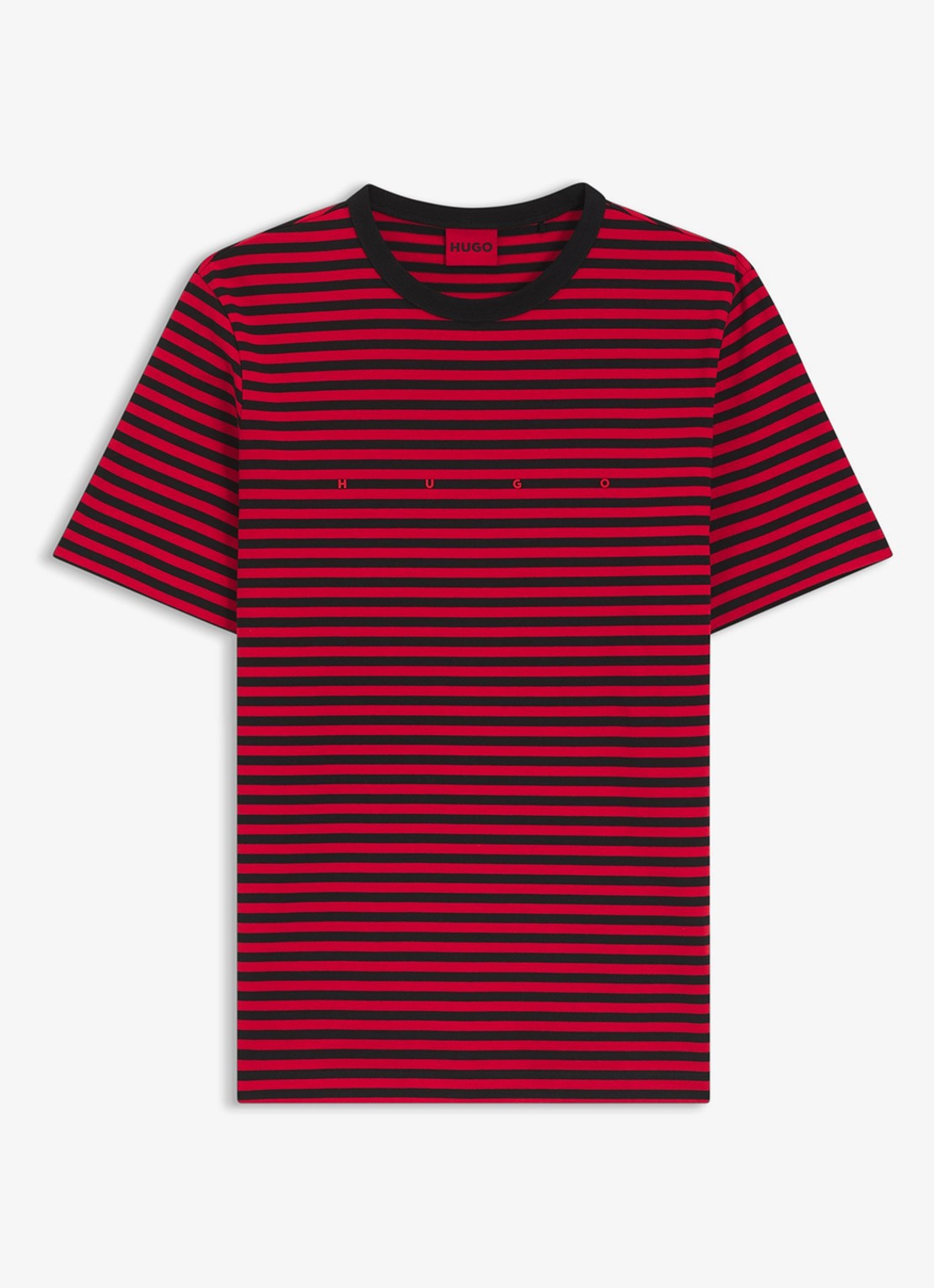 HUGO T-shirt met streepprint - voorkant rood