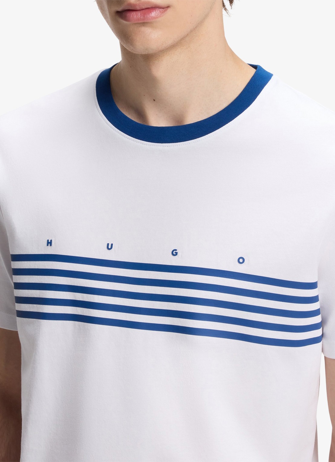 HUGO T-shirt met streepprint - detail 5 wit