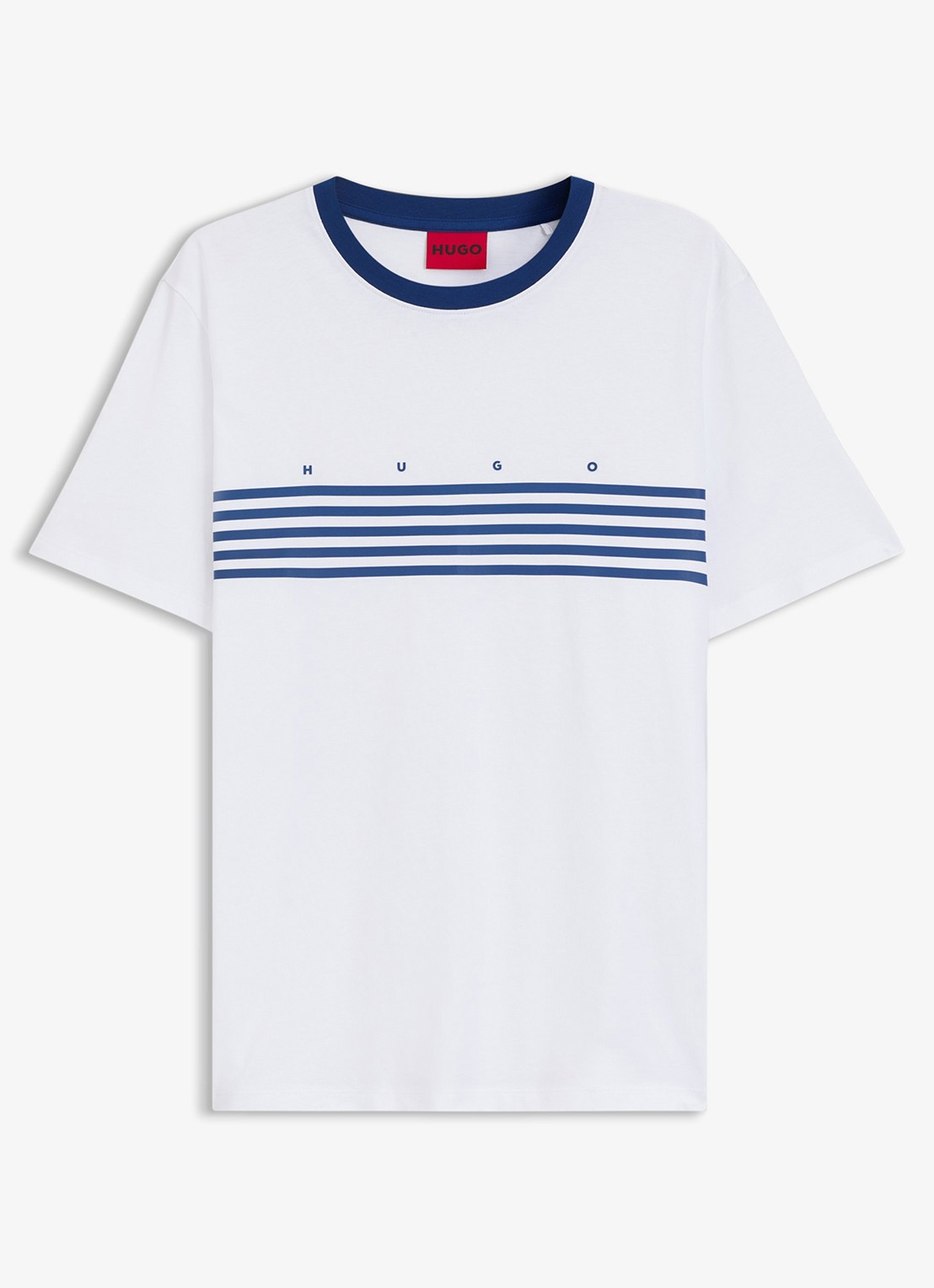 HUGO T-shirt met streepprint - voorkant wit