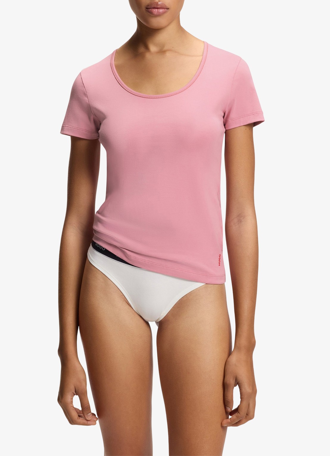 HUGO T-shirt met stretch in 2-pack - detail 3 open pink-691 / roze