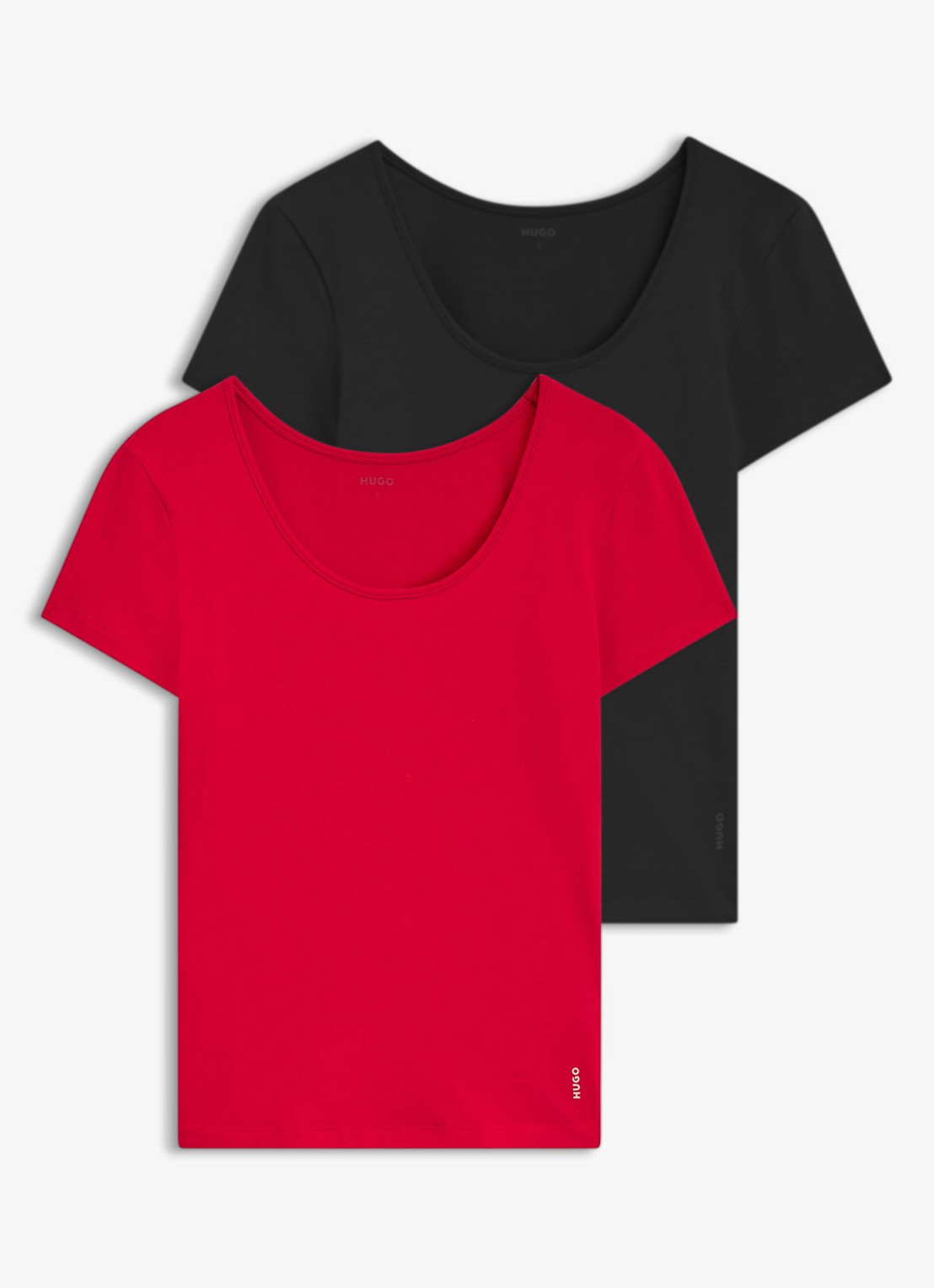 HUGO T-shirt met stretch in 2-pack - voorkant open red-644 / rood