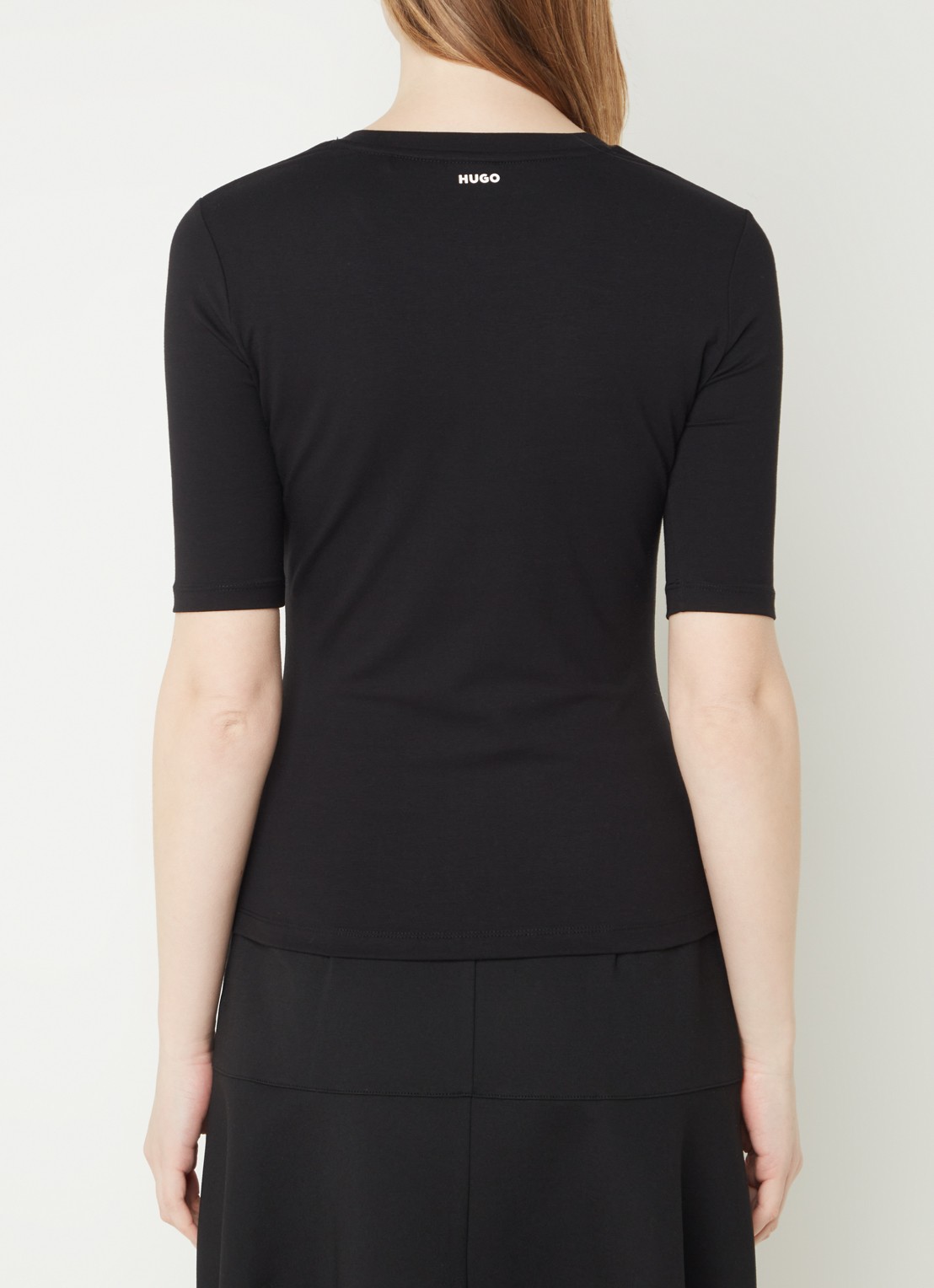 HUGO T-shirt met stretch - achterkant 2 zwart