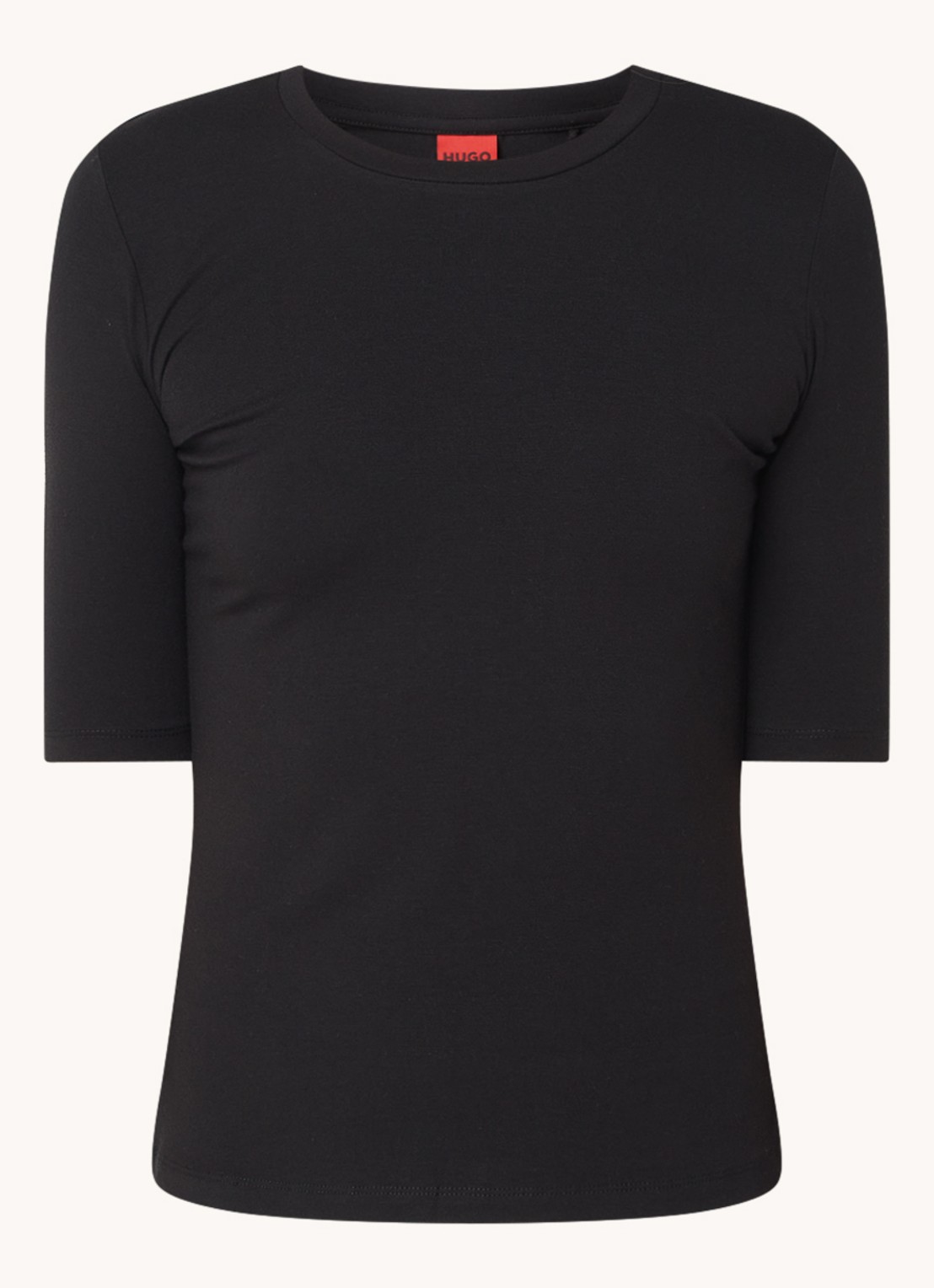 HUGO T-shirt met stretch - voorkant 3 zwart