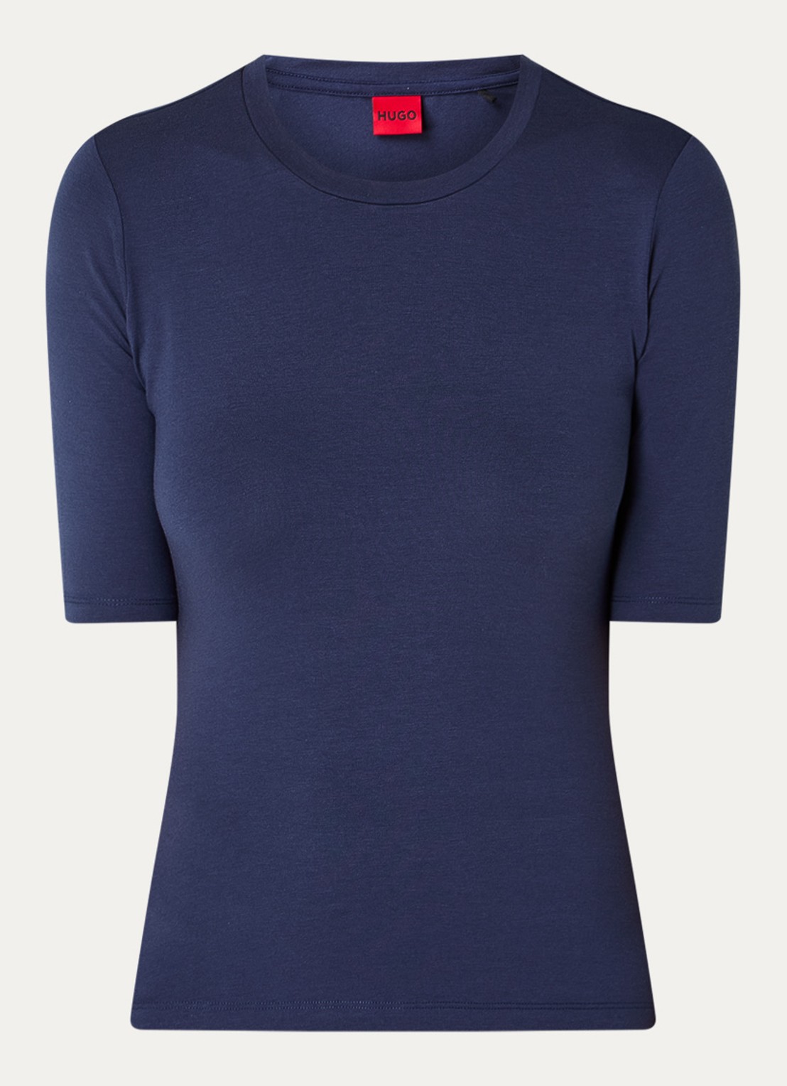 HUGO T-shirt met stretch - voorkant donkerblauw