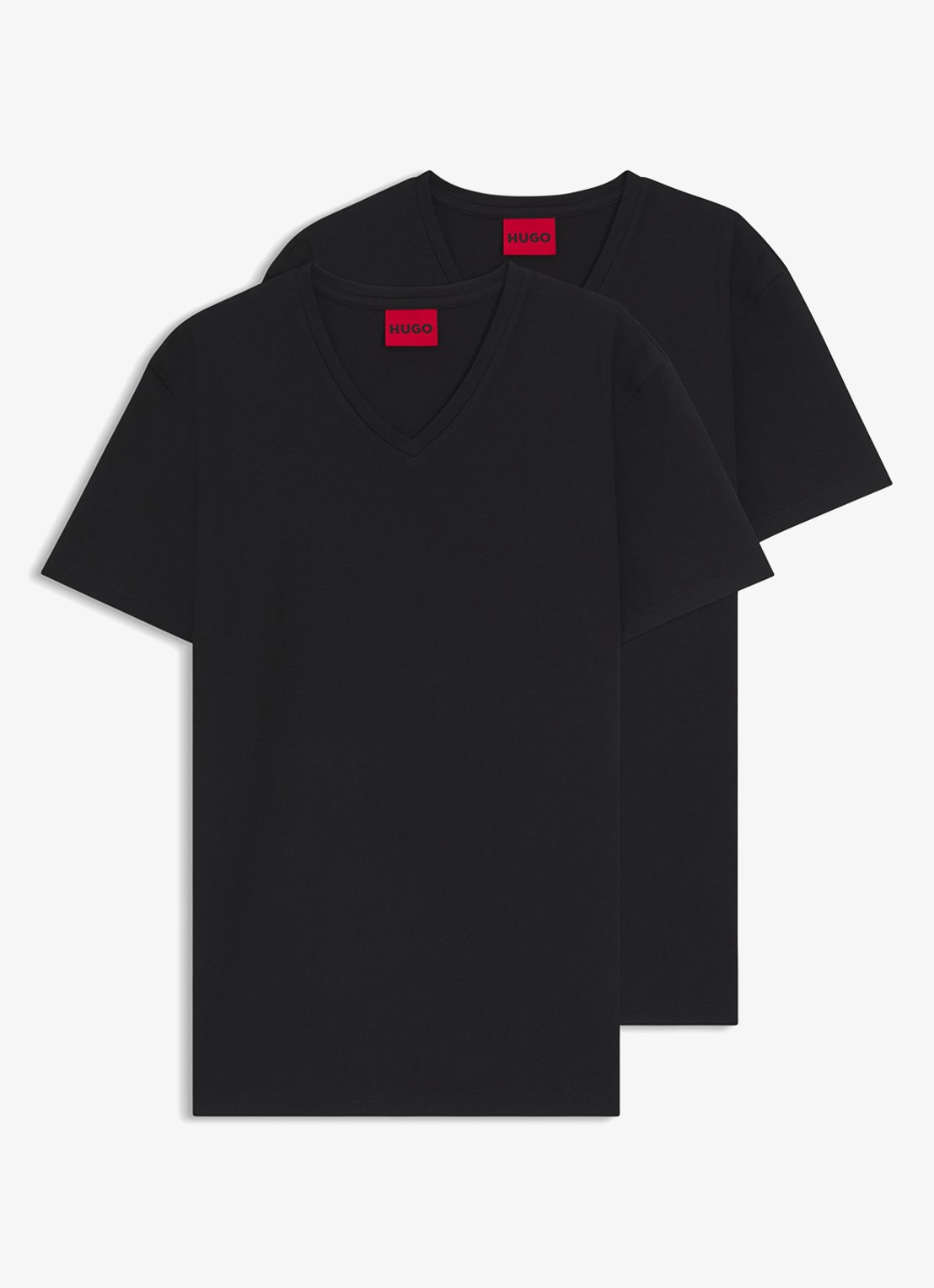 HUGO T-shirt met V-hals in 2-pack - voorkant 2 zwart