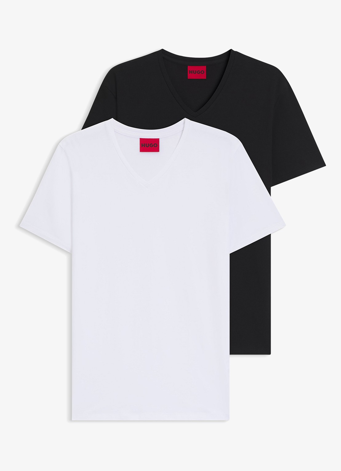 HUGO T-shirt met V-hals in 2-pack - voorkant 4 diepzwart