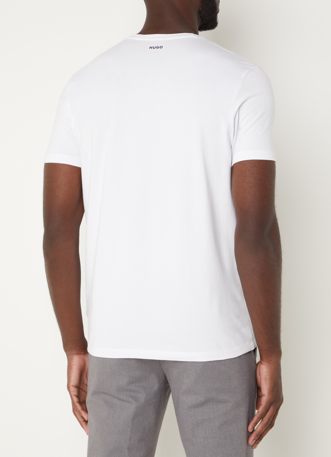 HUGO T-shirt met V-hals in 2-pack - achterkant 3 grijsmele
