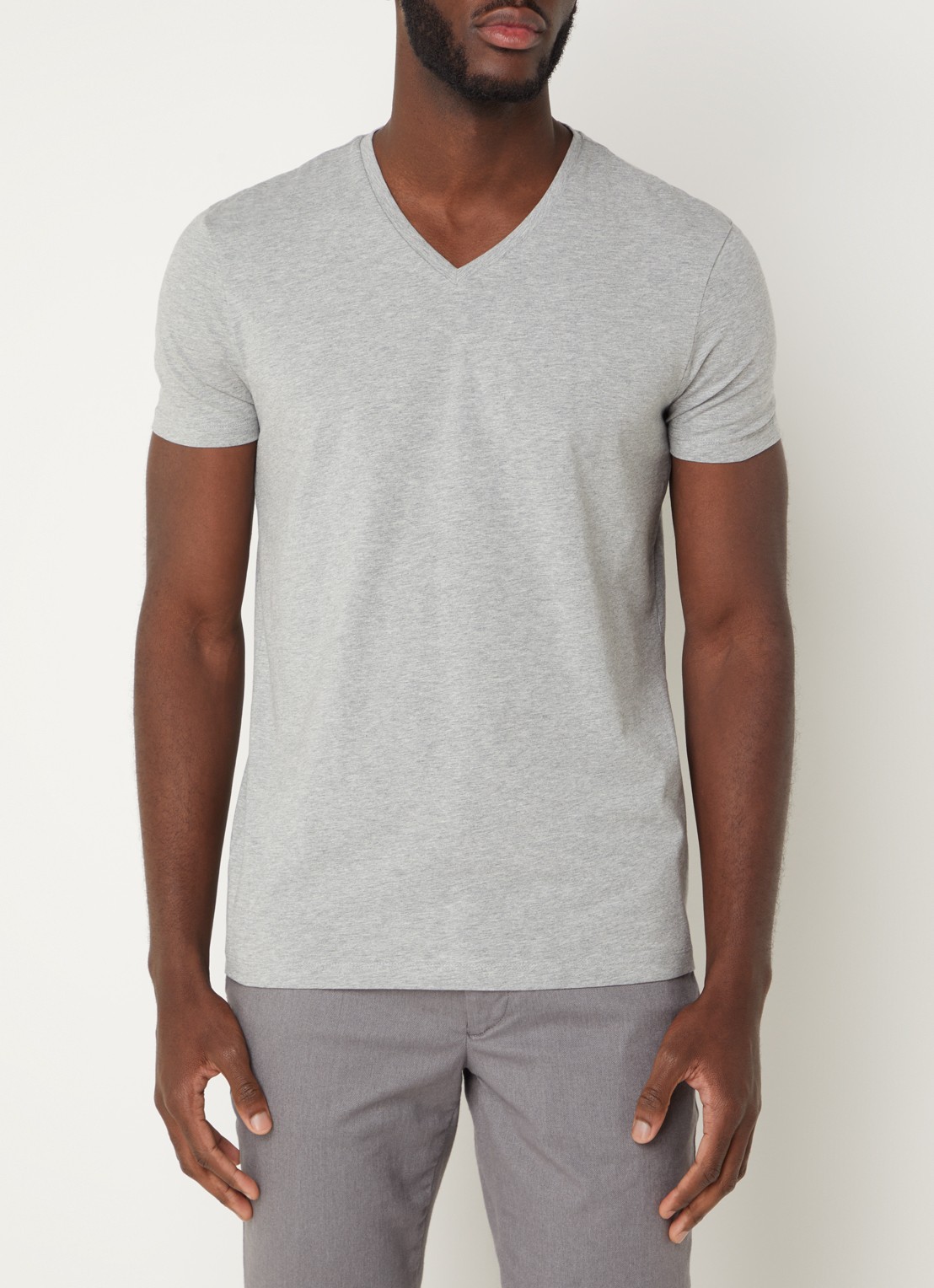 HUGO T-shirt met V-hals in 2-pack - detail 2 grijsmele