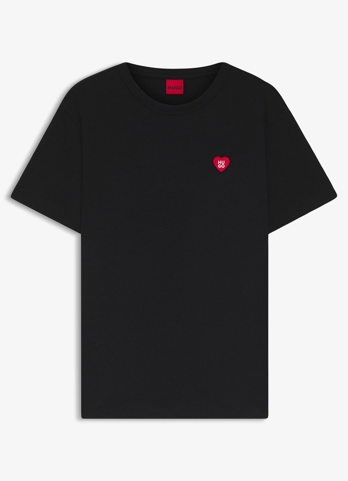 HUGO T-shirt van katoenen jersey met hartlogo - voorkant 4 zwart
