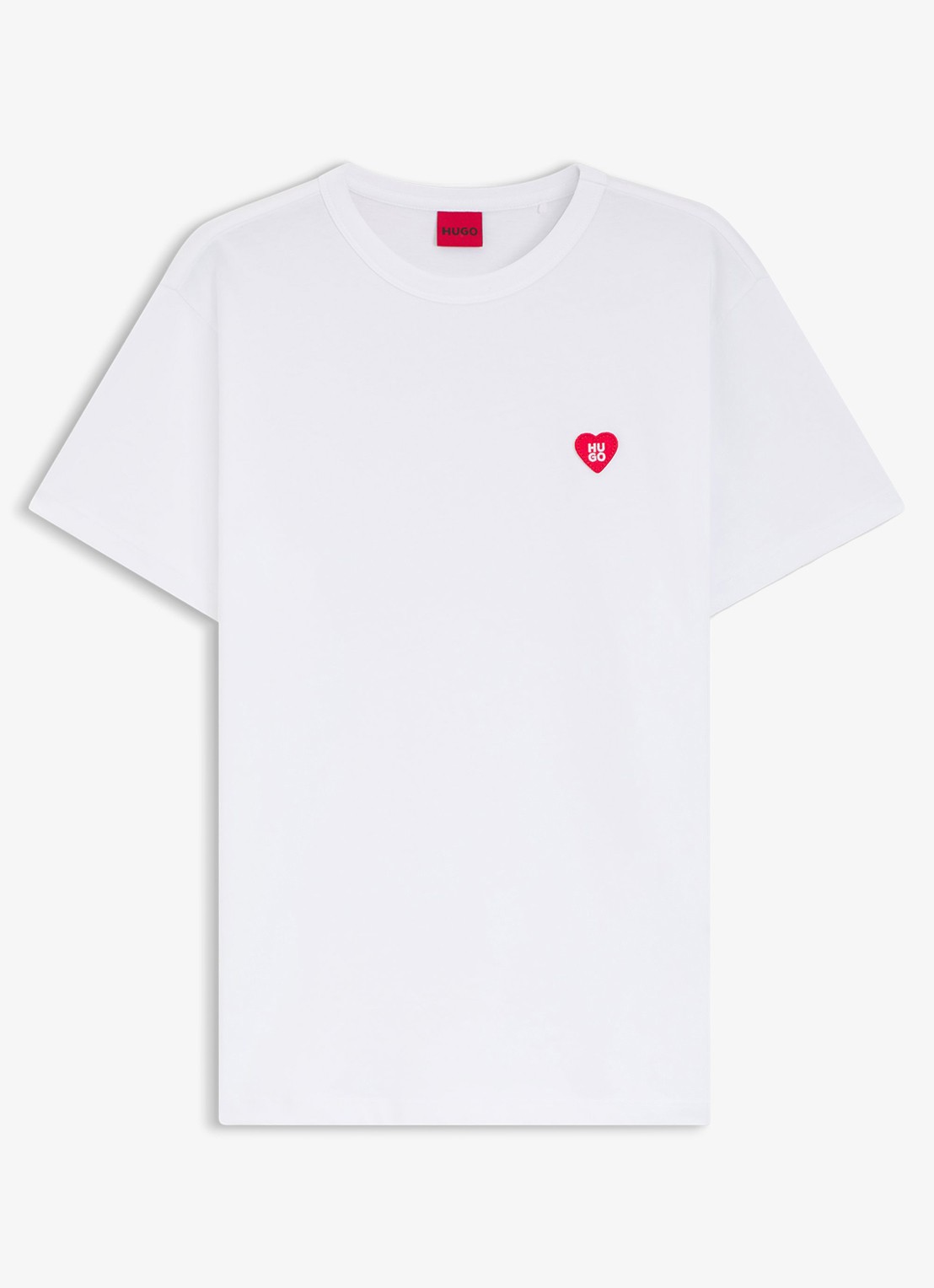 HUGO T-shirt van katoenen jersey met hartlogo - voorkant wit