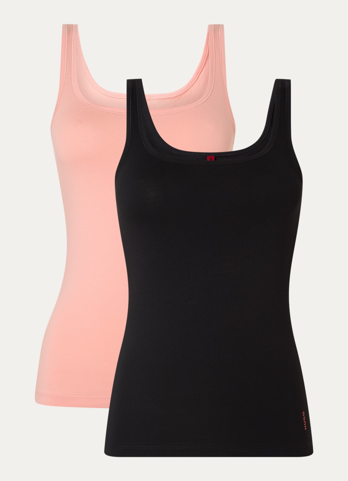 HUGO Tanktop met logo in 2-pack - voorkant 2 zalmroze