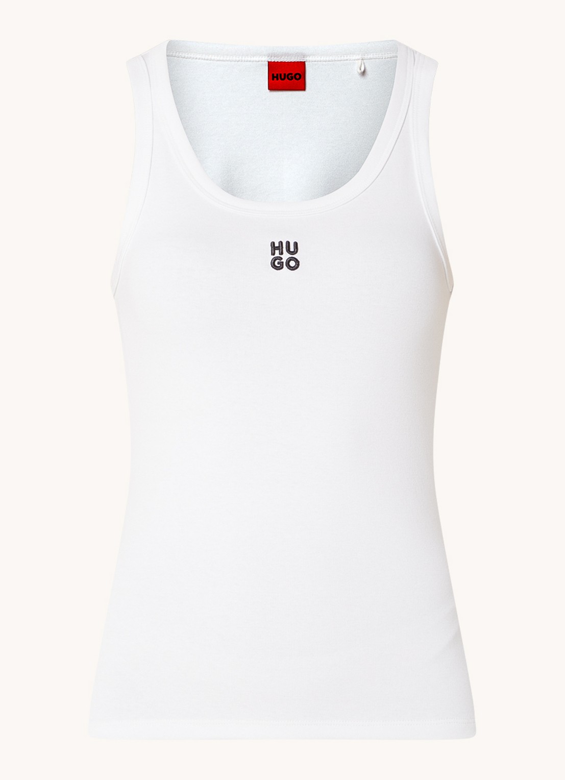 HUGO Tanktop met ribstructuur - voorkant 3 white-100 / wit
