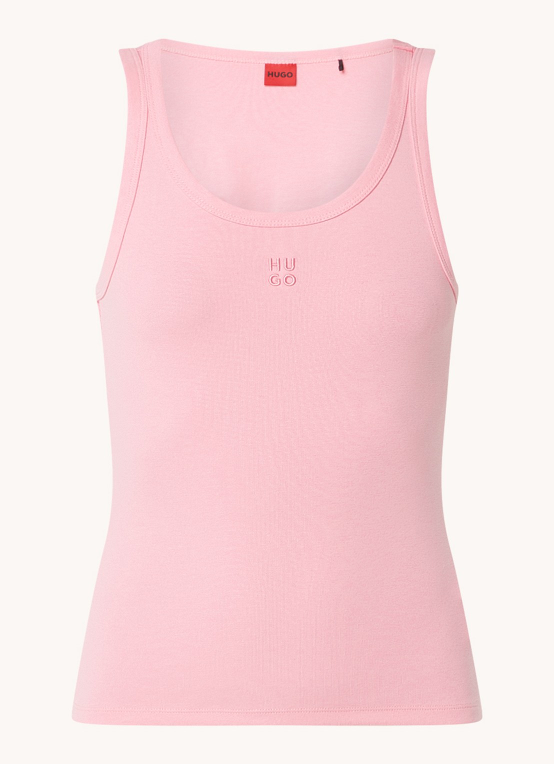 HUGO Tanktop met ribstructuur - voorkant 3 medium pink-664 / roze
