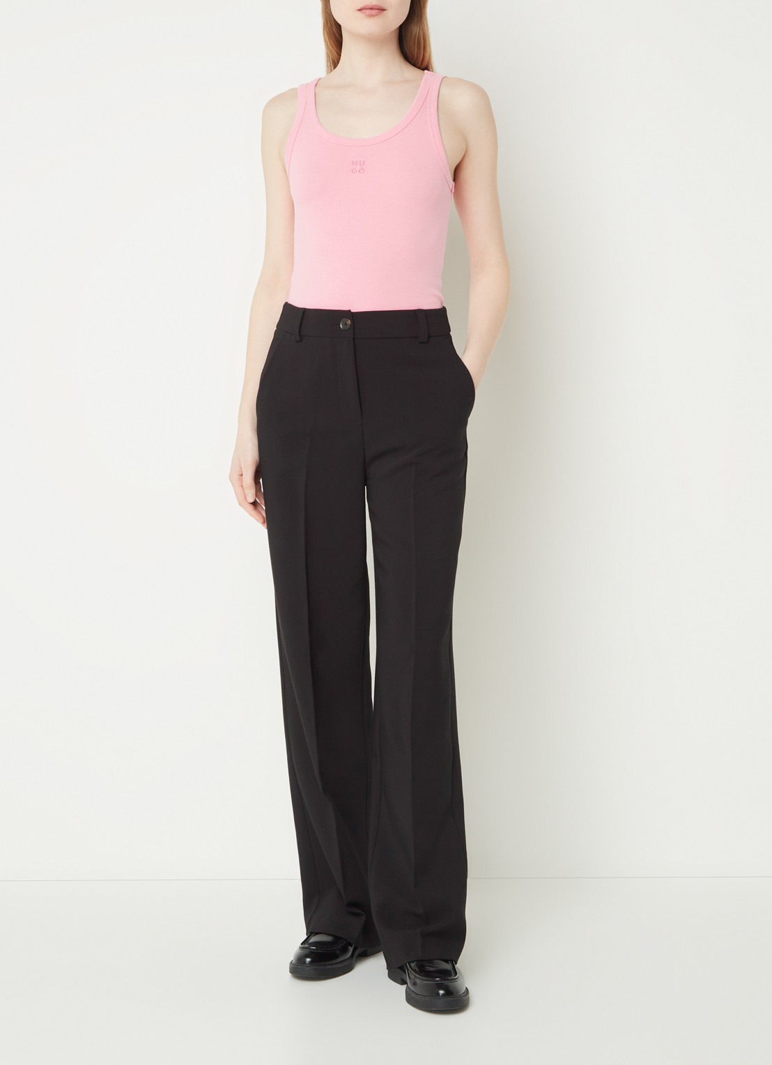 HUGO Tanktop met ribstructuur - voorkant 4 medium pink-664 / roze