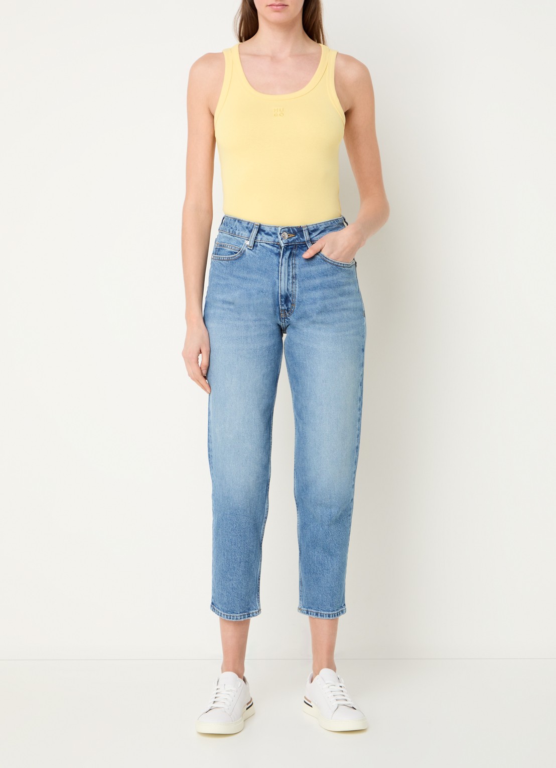 HUGO Tanktop met ribstructuur - voorkant 3 medium yellow-723 / geel