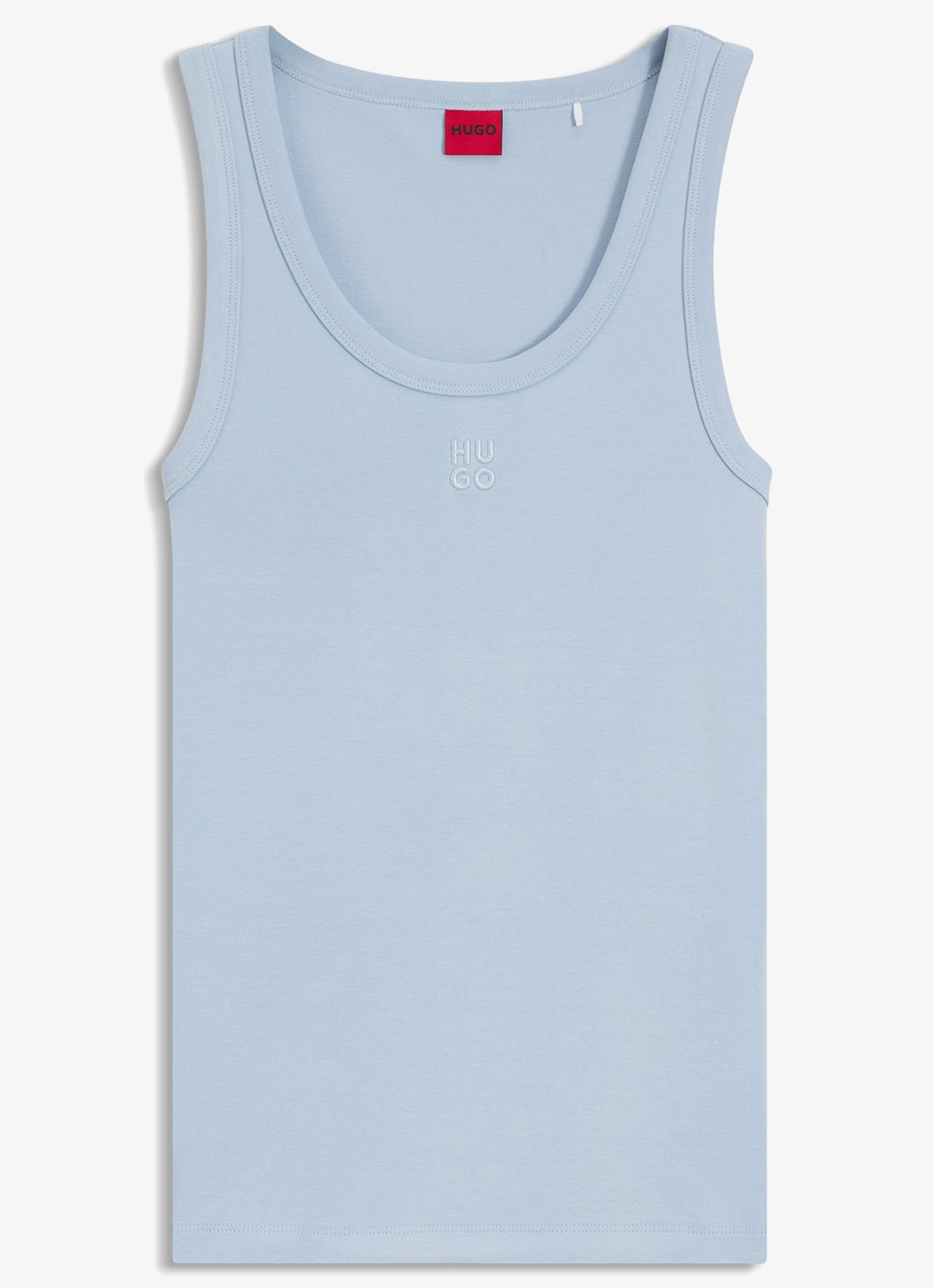 HUGO Tanktop met ribstructuur - voorkant open blue-476 / blauw