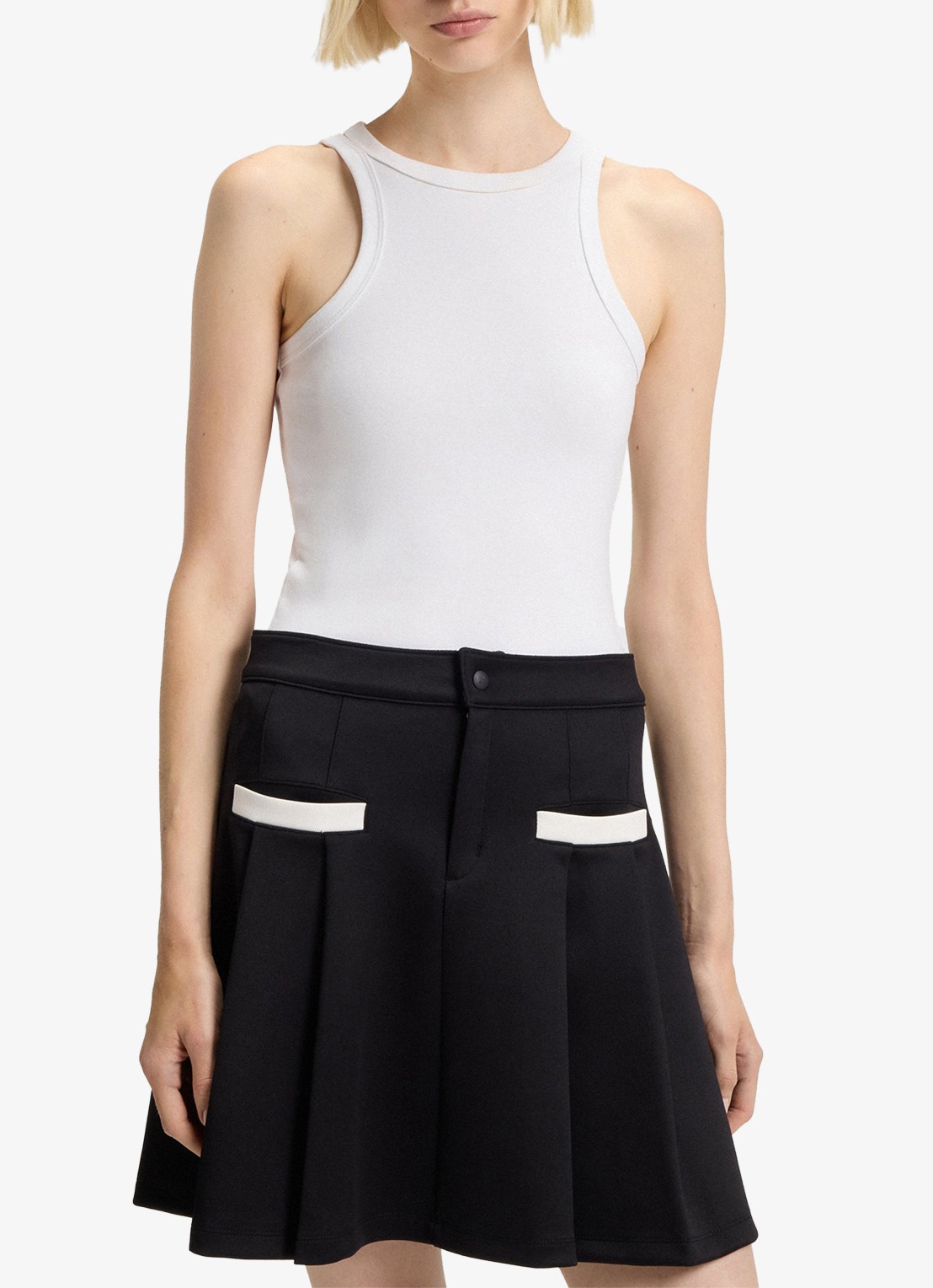 HUGO Tanktop met stretch - detail wit