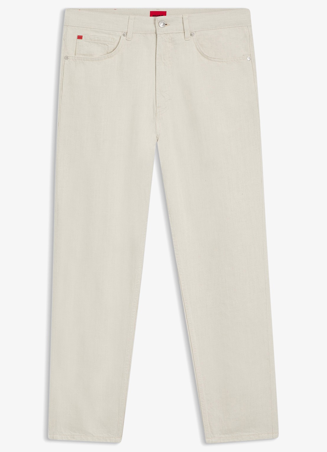 HUGO Tapered fit jeans in linnenblend - voorkant natural-102 / wit