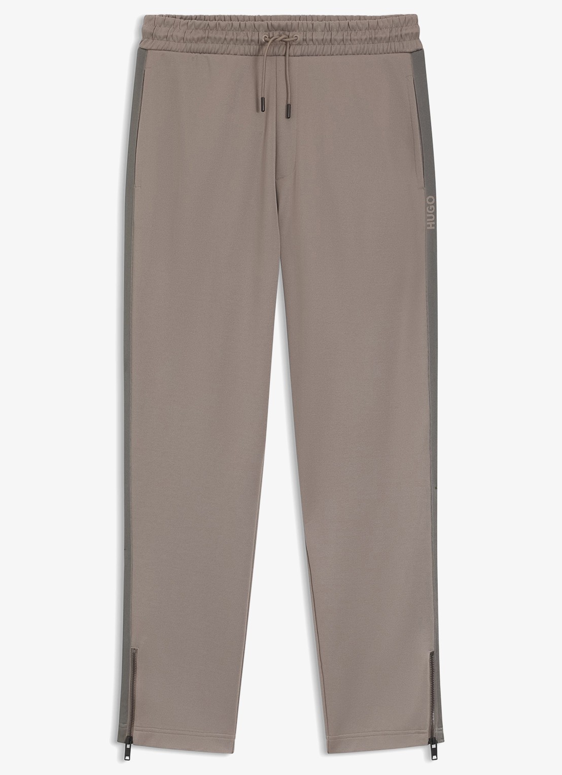 HUGO Tapered fit joggingbroek met logo - voorkant 4 lichtbruin