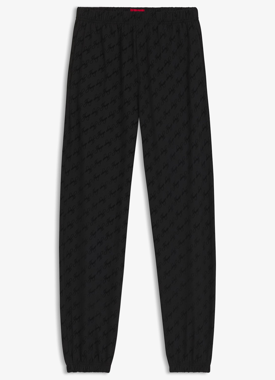 HUGO Tapered fit joggingbroek met logoprint - voorkant 3 zwart