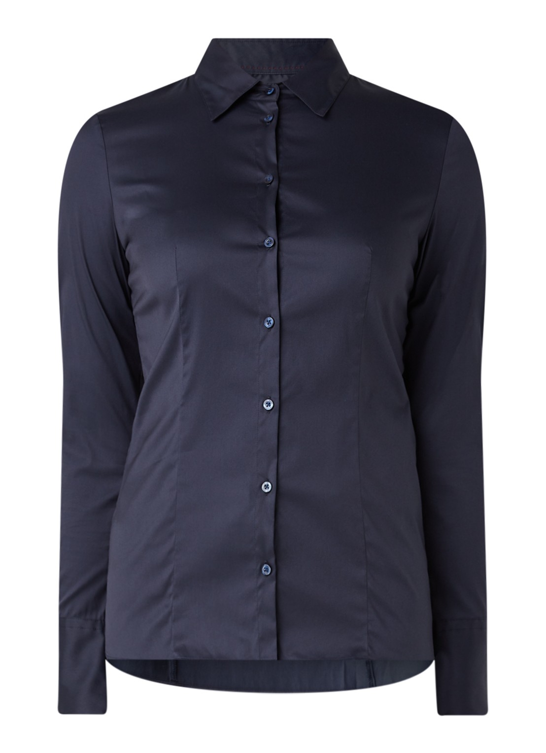 HUGO The Fitted Shirt blouse met stretch - voorkant 3 donkerblauw