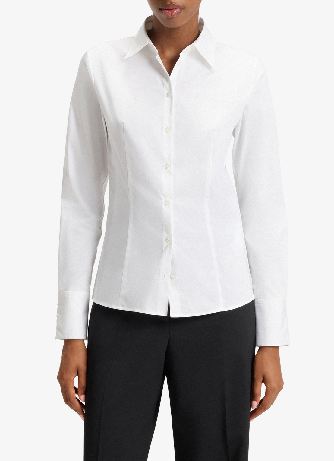 HUGO The Fitted Shirt blouse met stretch - detail 2 wit