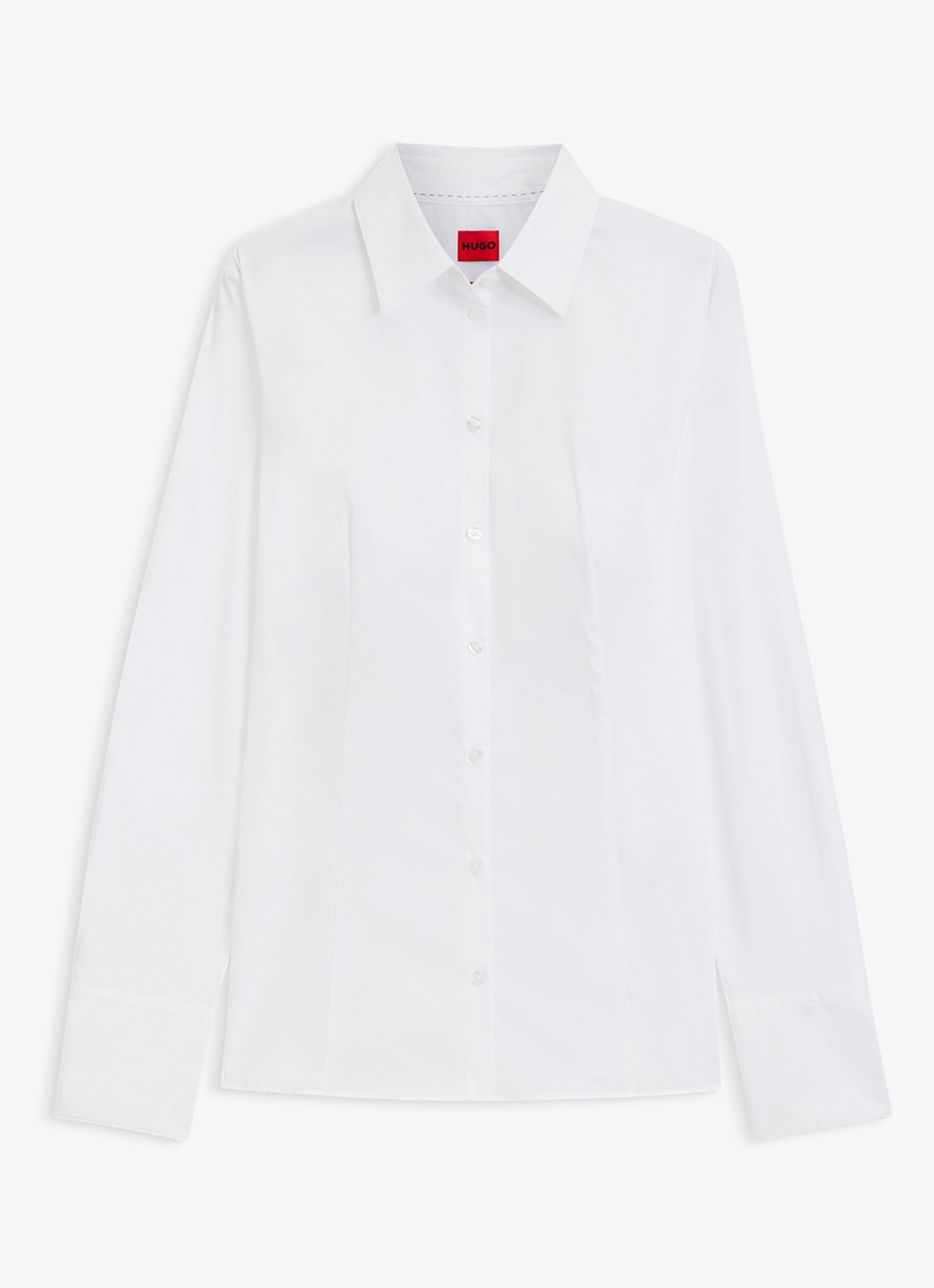 HUGO The Fitted Shirt blouse met stretch - voorkant 5 wit