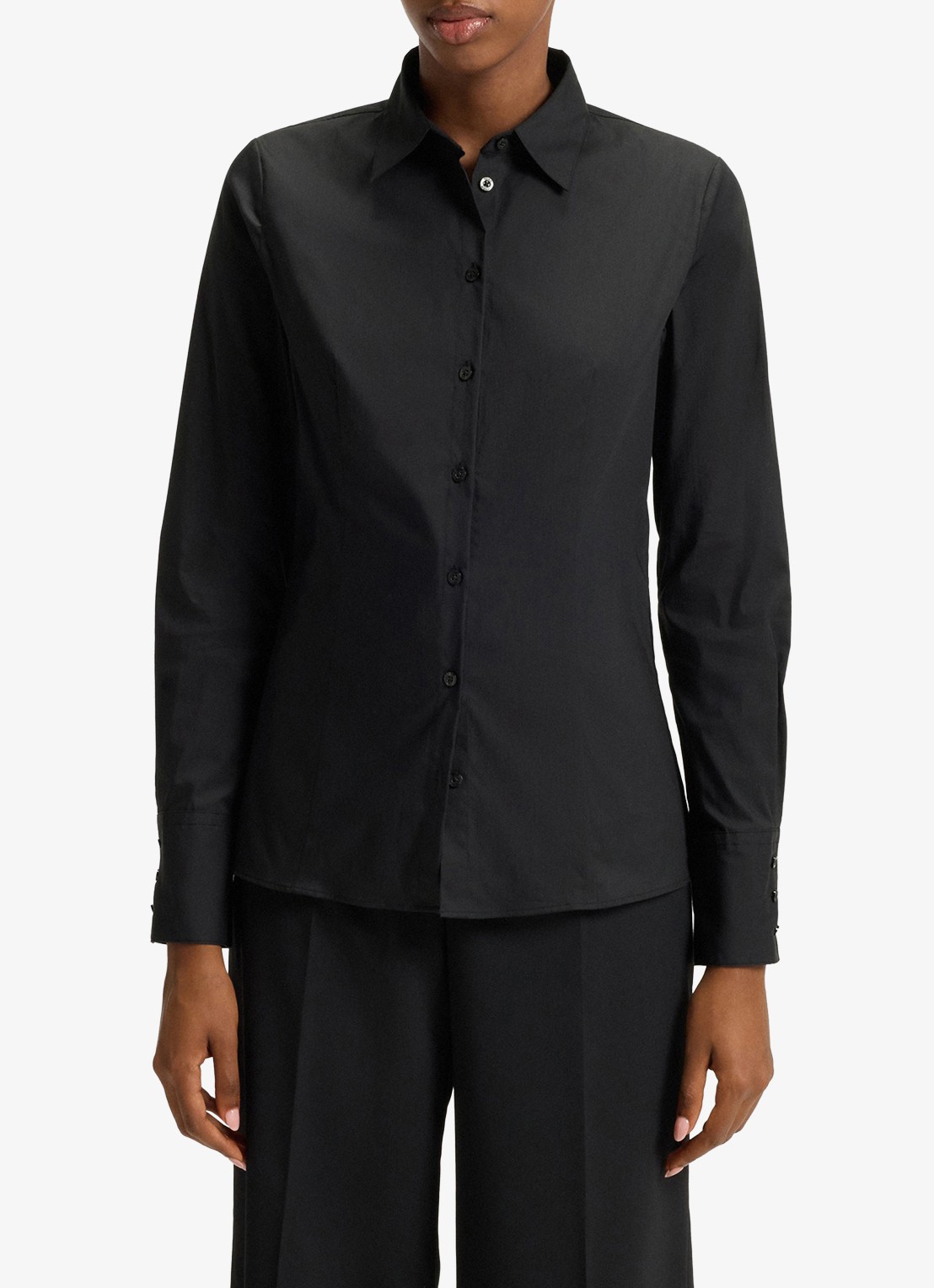 HUGO The Fitted Shirt blouse met stretch - detail zwart