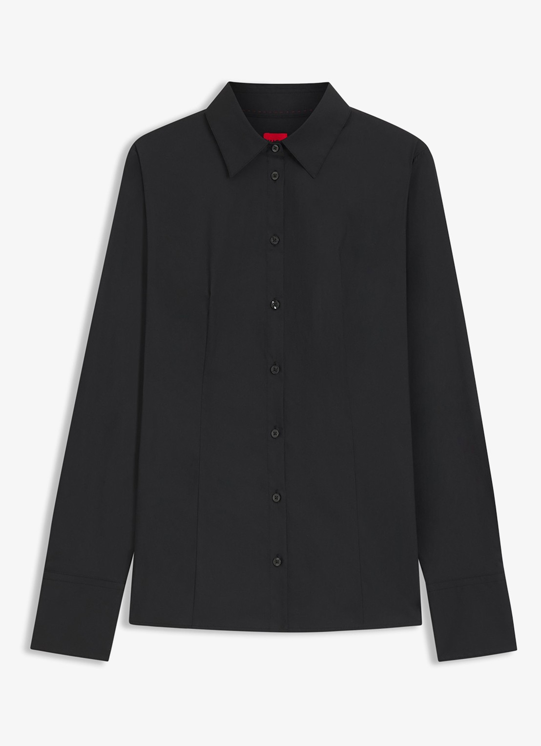 HUGO The Fitted Shirt blouse met stretch - voorkant 5 zwart