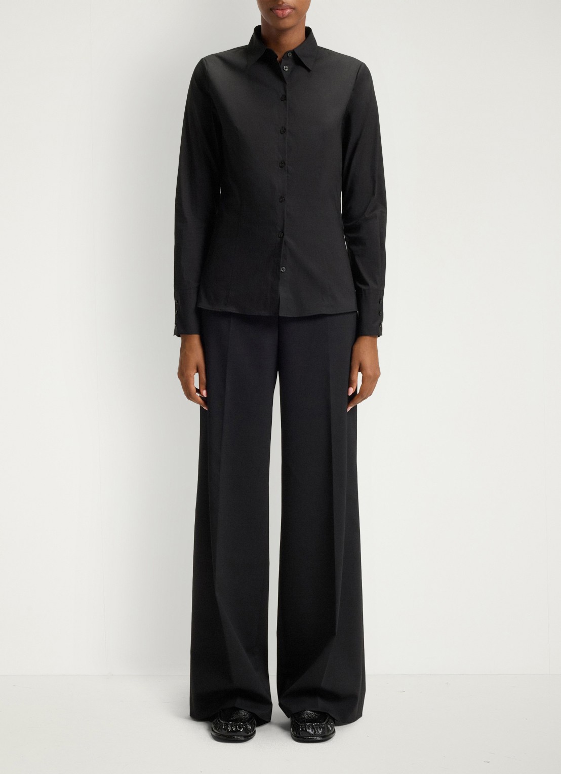 HUGO The Fitted Shirt blouse met stretch - voorkant 6 zwart
