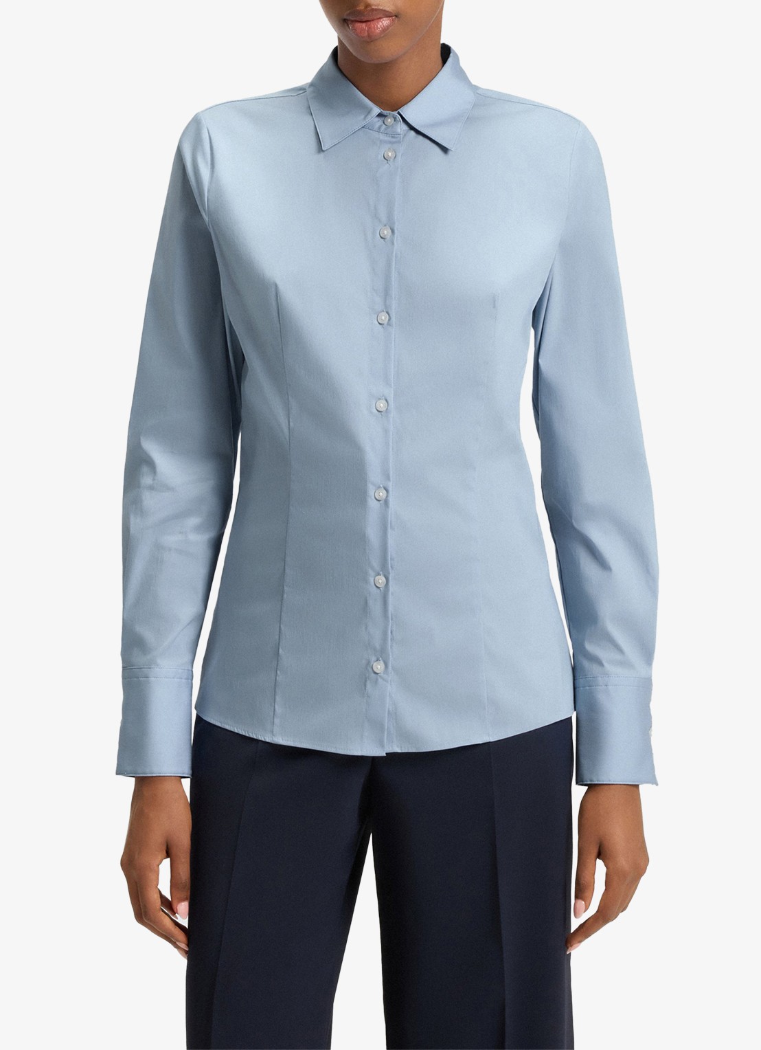 HUGO The Fitted Shirt blouse met stretch - detail 3 lichtblauw