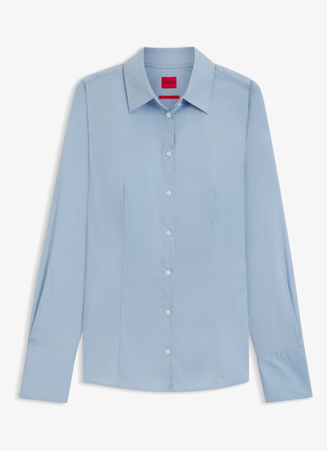 HUGO The Fitted Shirt blouse met stretch - voorkant lichtblauw