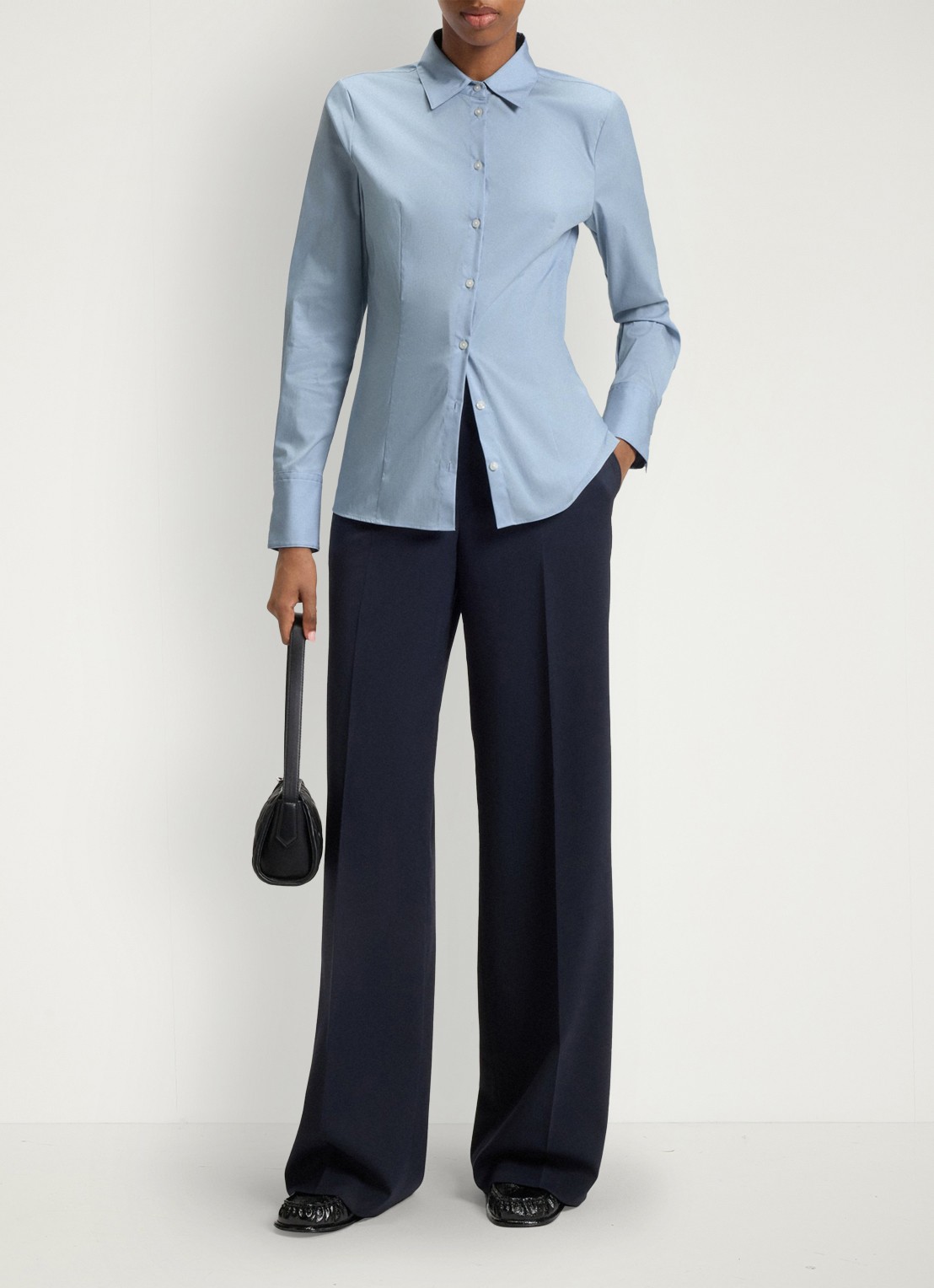 HUGO The Fitted Shirt blouse met stretch - voorkant 2 lichtblauw