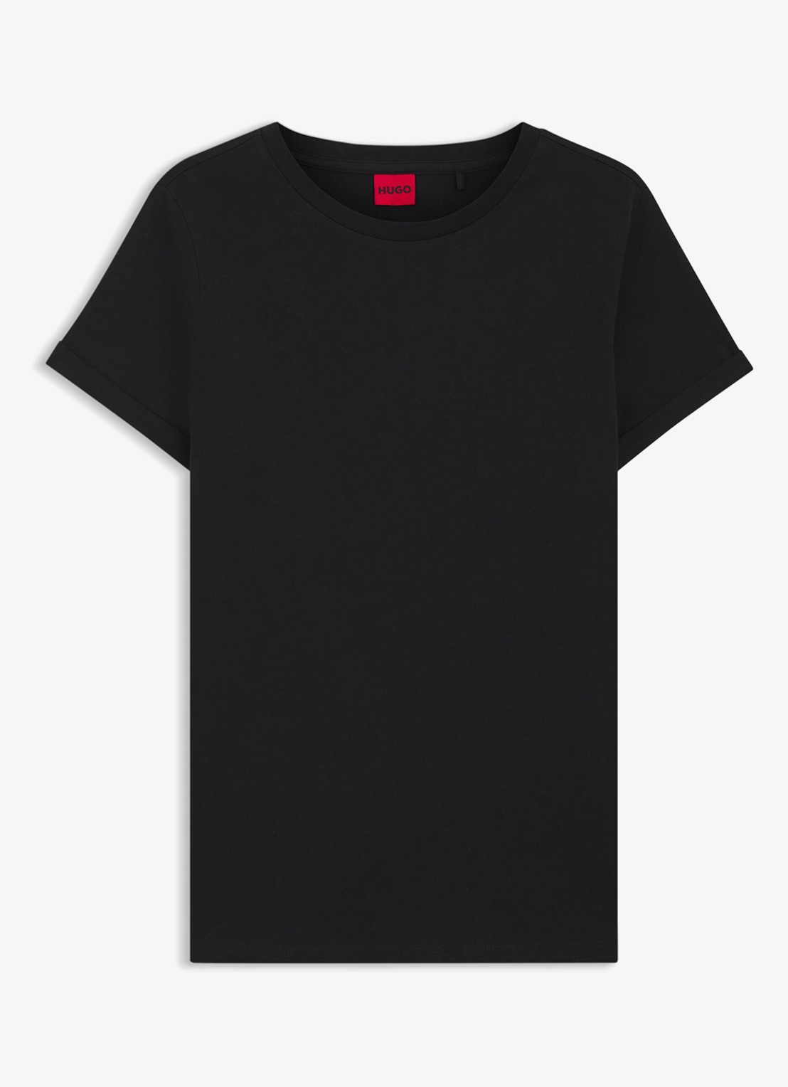 HUGO The Plain Tee T-shirt met ronde hals - voorkant 2 zwart