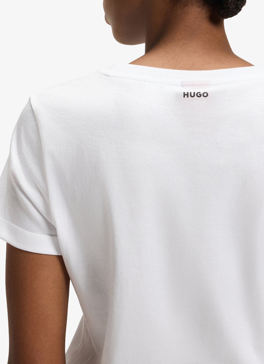 HUGO The Plain Tee T-shirt met ronde hals - detail 4 wit