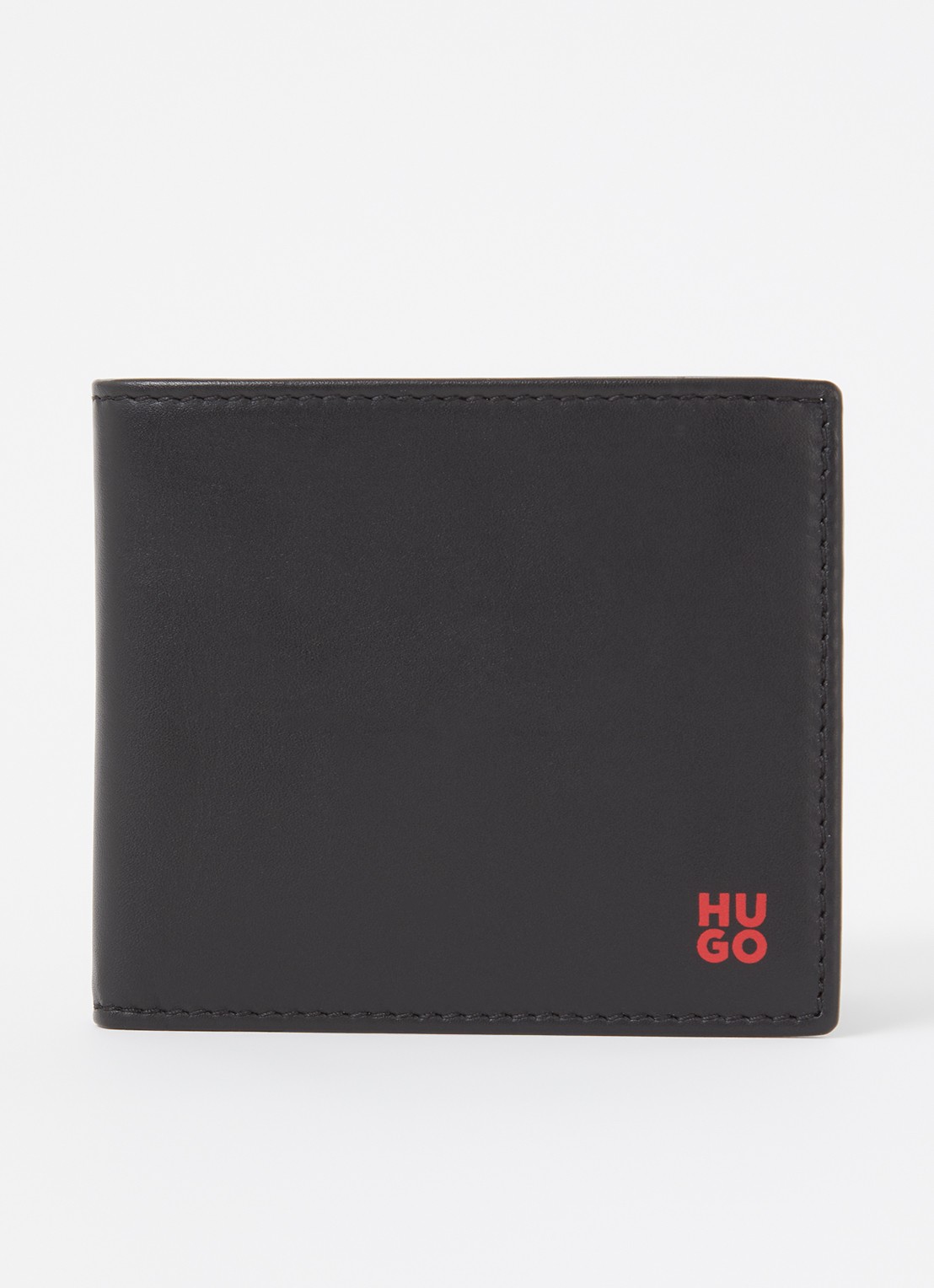 HUGO Tibby portemonnee van leer met logo - voorkant 2 zwart