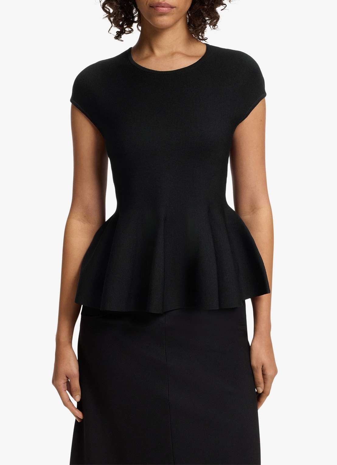 HUGO Top met peplum - detail zwart