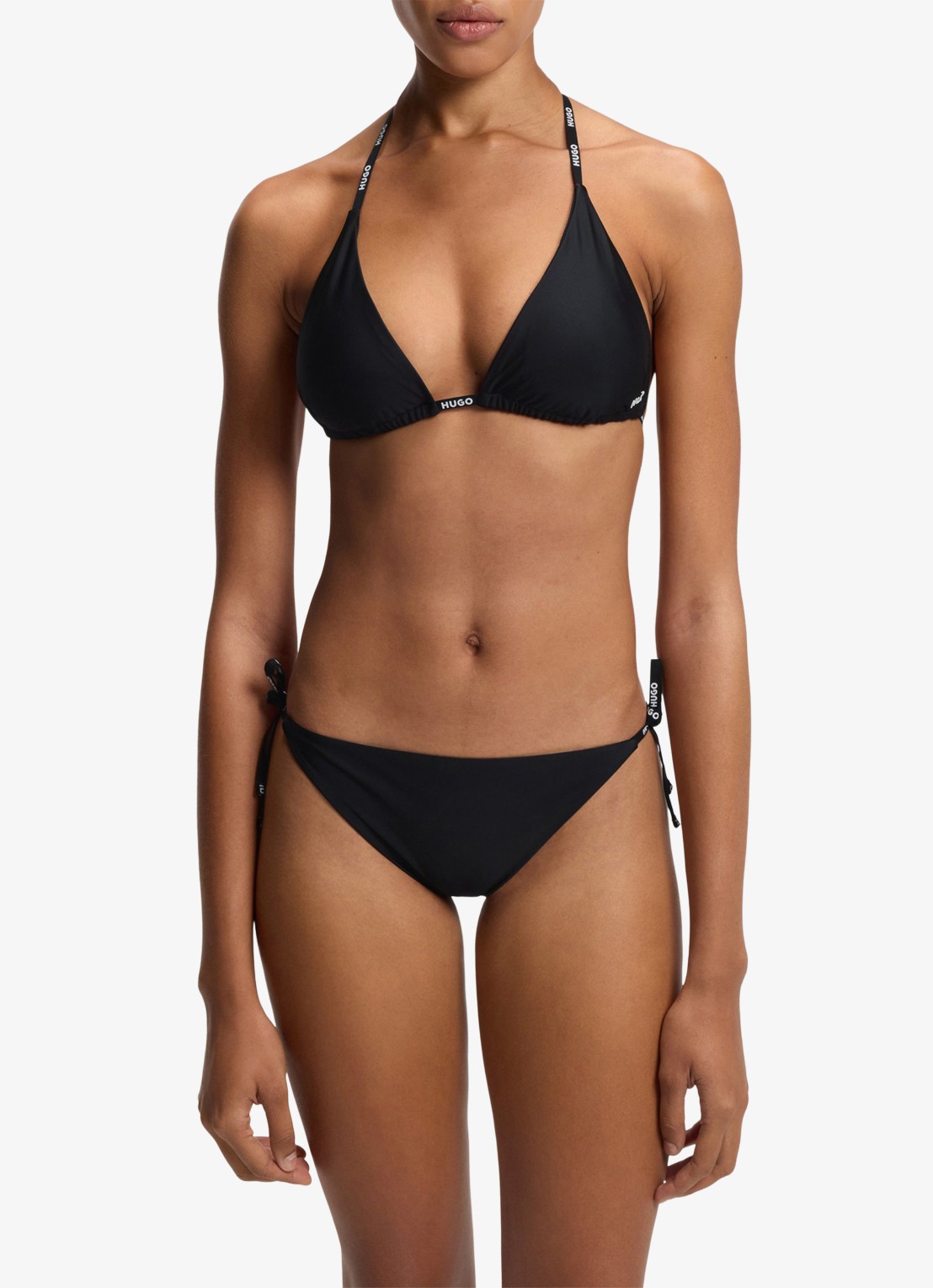HUGO Triangel bikinitop met uitneembare vulling - voorkant 3 zwart