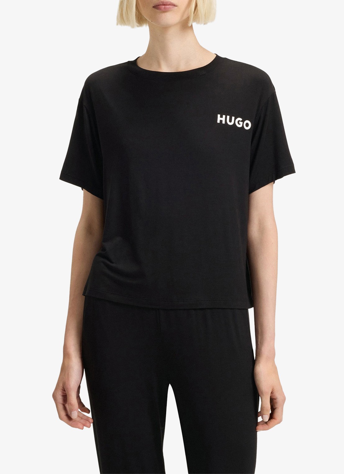 HUGO Unite pyjamatop met logo - detail zwart