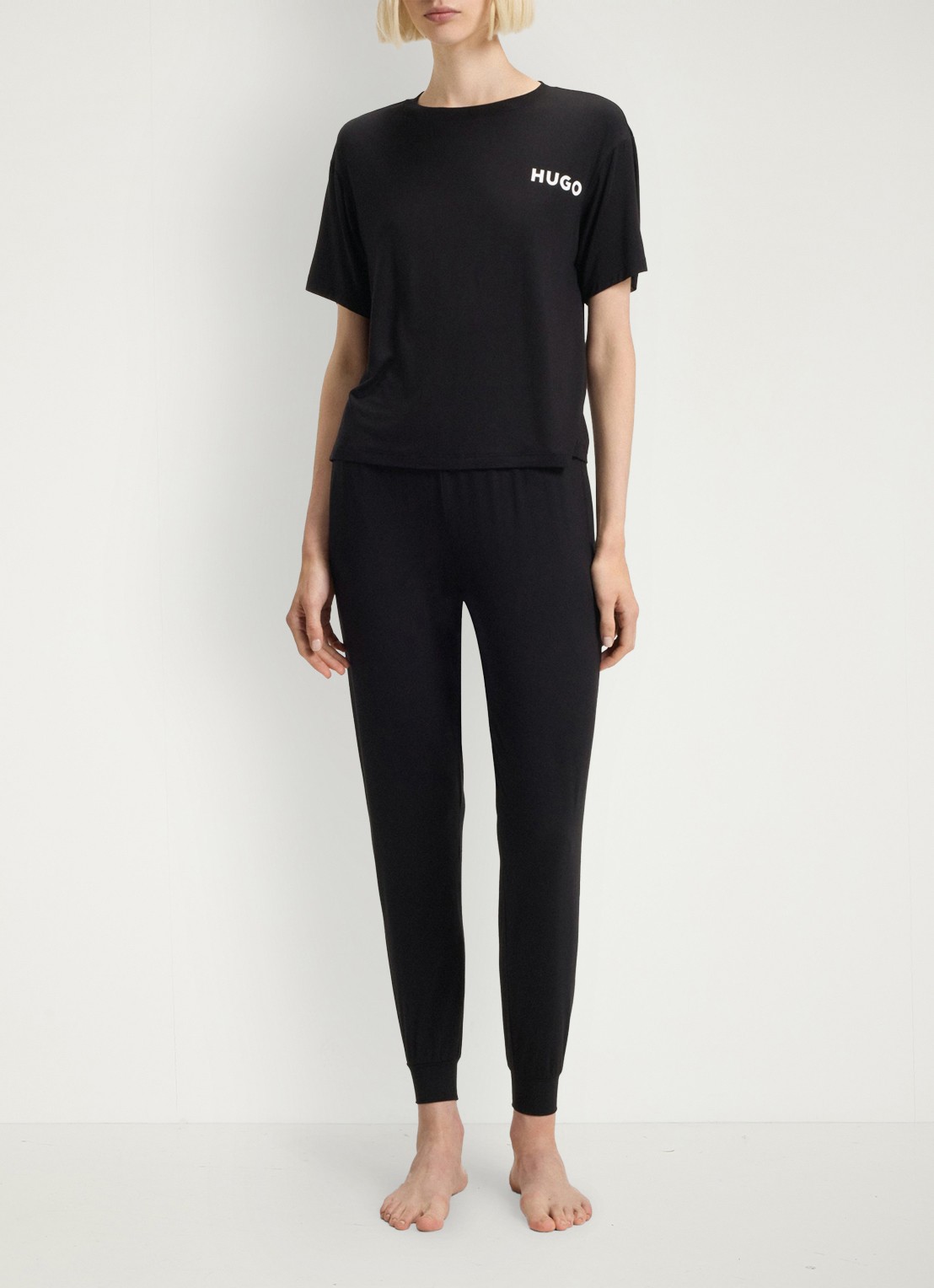 HUGO Unite pyjamatop met logo - voorkant 5 zwart
