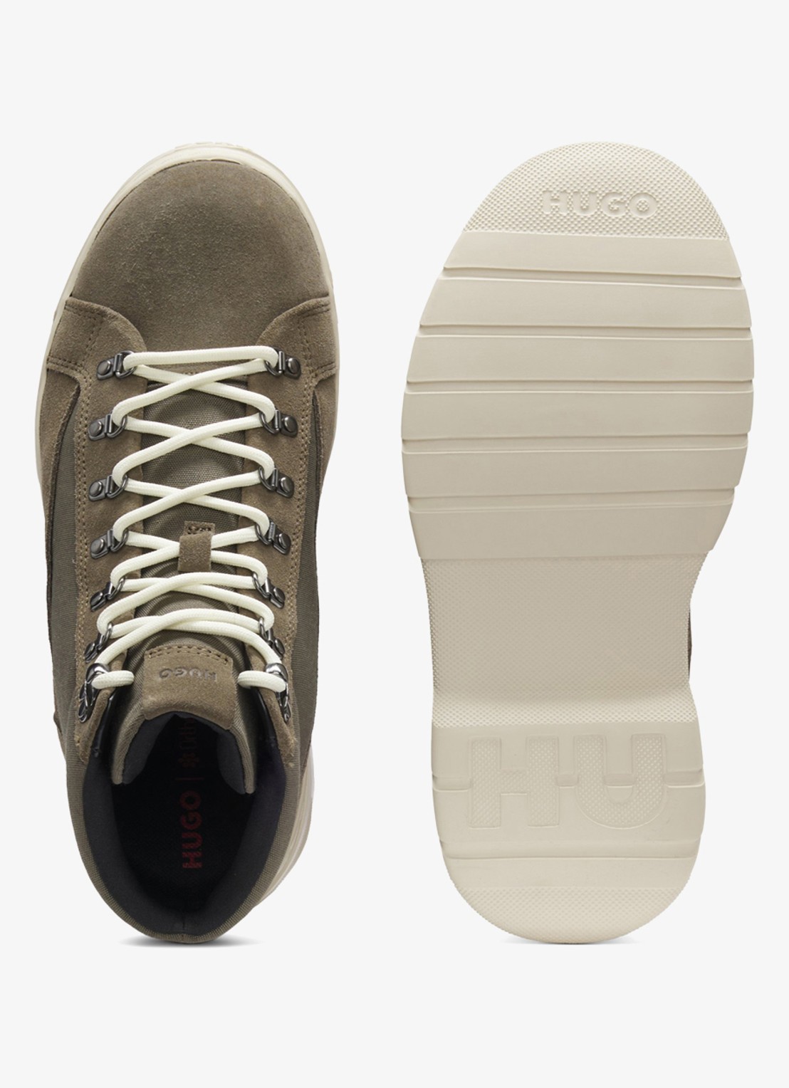 HUGO Veterboot met details van kalfssuède  - achterkant 3 groen