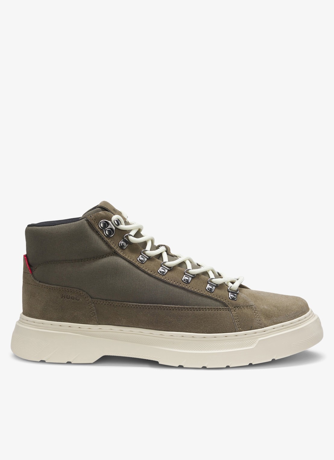 HUGO Veterboot met details van kalfssuède  - detail groen