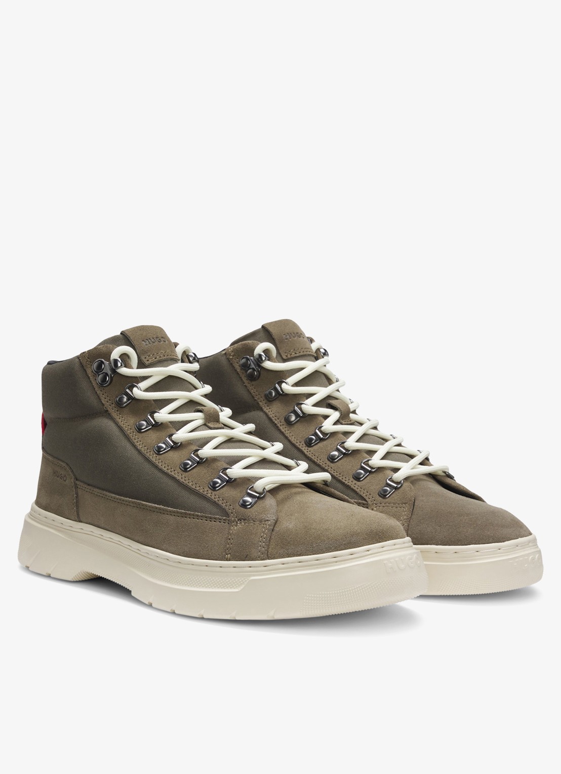 HUGO Veterboot met details van kalfssuède  - voorkant 4 groen