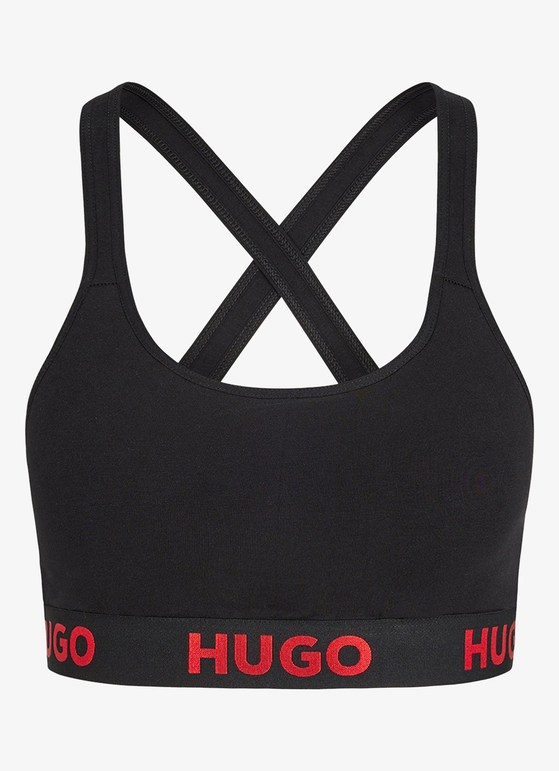 HUGO Voorgevormde bralette met logoband - voorkant 3 zwart