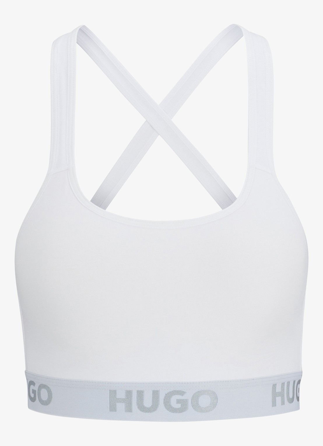 HUGO Voorgevormde bralette met logoband - voorkant 3 wit