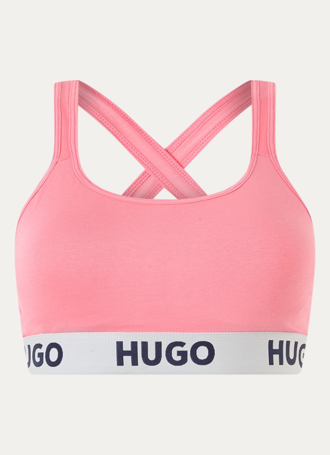 HUGO Voorgevormde bralette met logoband - voorkant 3 roze