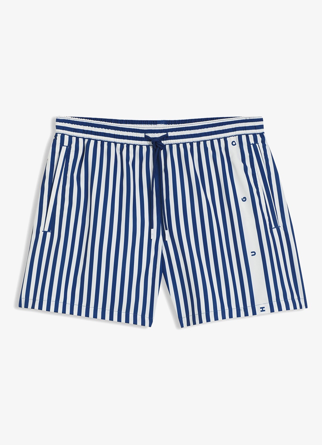 HUGO Zwemshort met streepprint - voorkant blauw