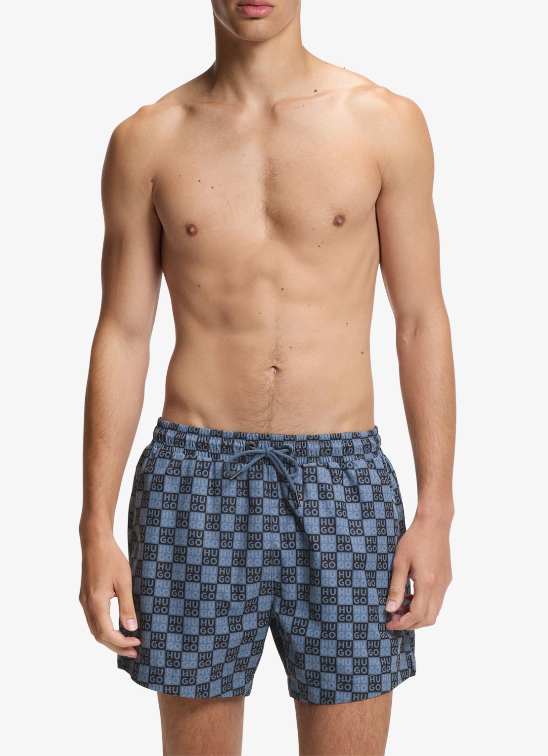 HUGO Zwemshorts met logo - voorkant 2 dark blue-401 / blauw