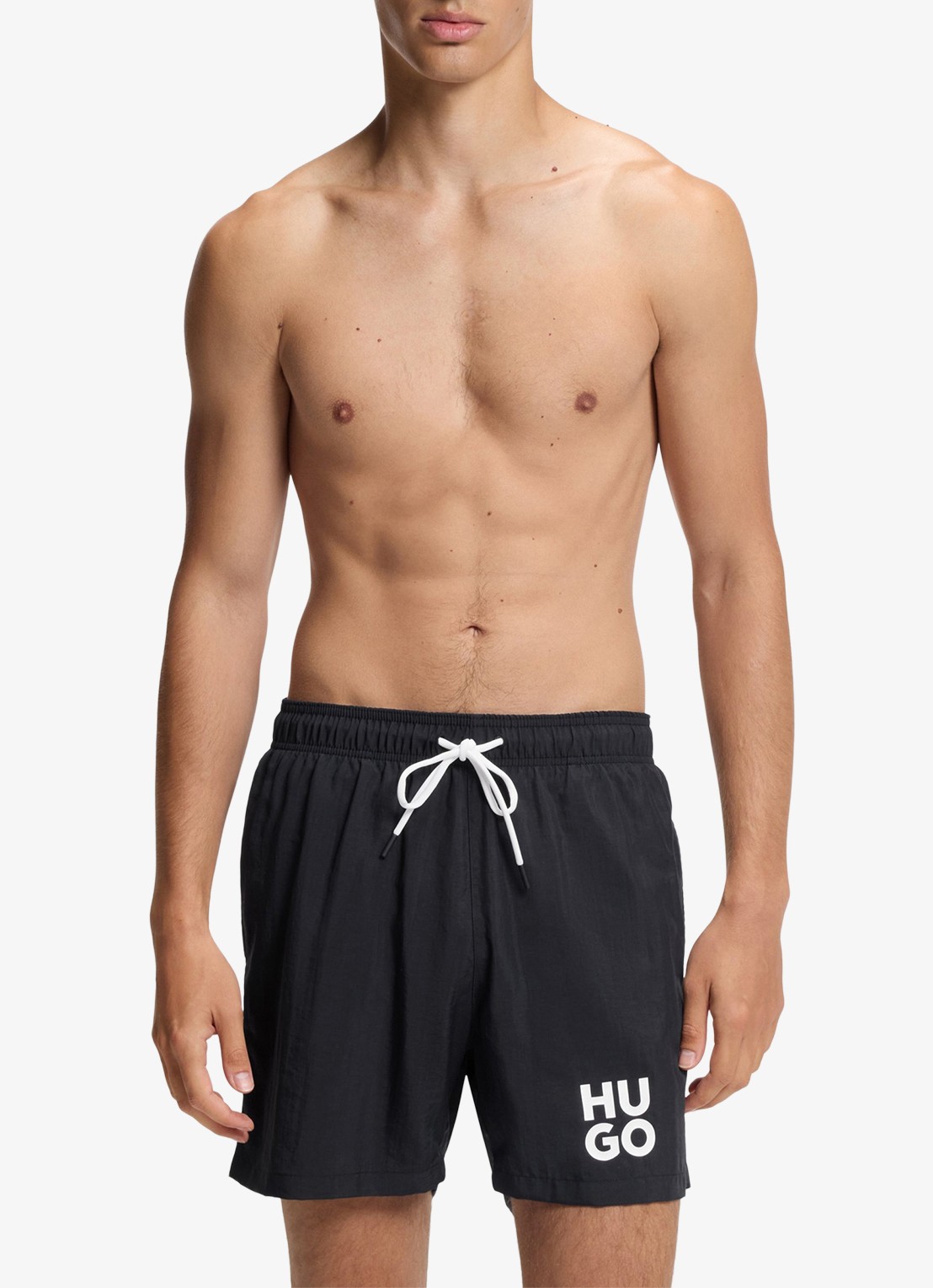 HUGO Zwemshorts met steekzakken en logo - detail 2 black-001 / zwart