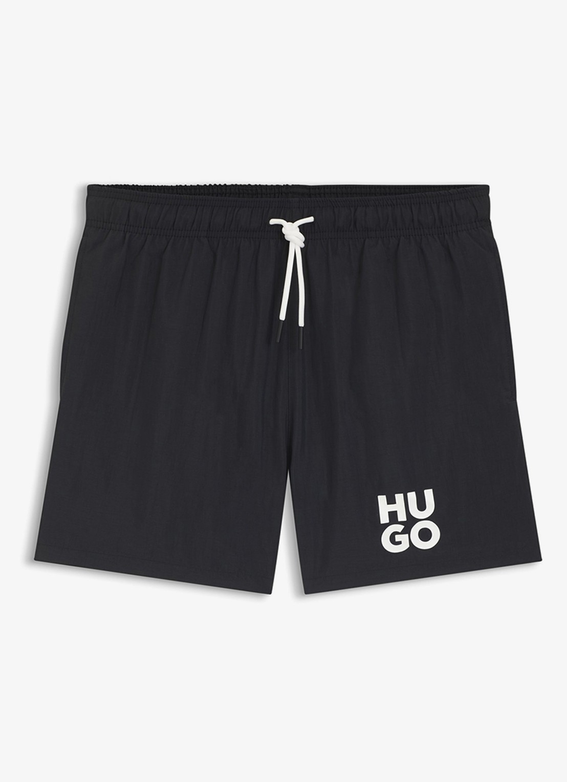 HUGO Zwemshorts met steekzakken en logo - voorkant 3 black-001 / zwart